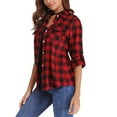 thumbnail image 1 of FOCUSNORM Women Juniors Shacket Loose Button-down Shirt, Plaid Printing Long Sleeve Blouse, 1 of 8