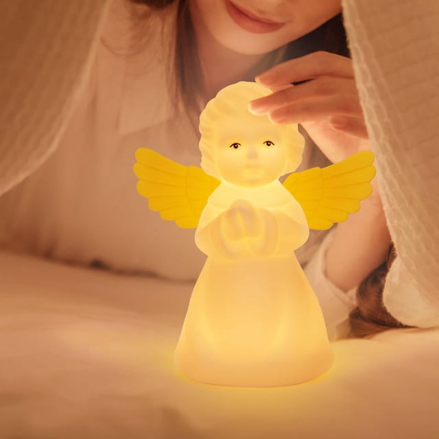 Linda luz nocturna, lámpara de ángel que cambia de 8 colores hecha de silicona súper suave