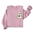 thumbnail image 5 of yardsong Halloween Sweatshirt for Women Spooky Season Funny Casual Long Sleeve Shirts Cute Ghost Crew Neck Pullover Tops Army Green,S, 5 of 7