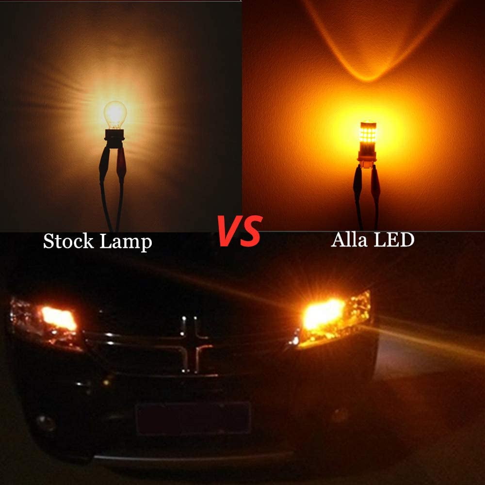 Alla Lighting 3157 LED Bulbs Super Bright 3156 3056 3157KX 4157 3457 4157NAK 3757 T25 Wedge LED Turn Signal Lights Blinker Lights, Amber Yellow