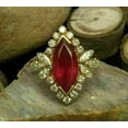 thumbnail image 3 of 3Ct Marquise Cut Lab Created Red Ruby Halo Wedding Ring 14K Yellow Gold Finish, 3 of 4