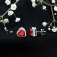 thumbnail image 5 of Rosec Jewels Lab Grown Ruby Heart Earrings with Halo - 8 mm - 4 Carat - AAAA Quality - Ruby Studs with Moissanite - Ready to Gift, 18K White Gold, 5 of 8