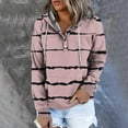 thumbnail image 2 of Jinhomg Trendy Striped Sweatshirt for Women Lightweight Comfy Long Sleeve Button Collar Pullovers Fall Casual Loose Drawstring Hoodies with Pocket Summer Saving Pink XXL, 2 of 7