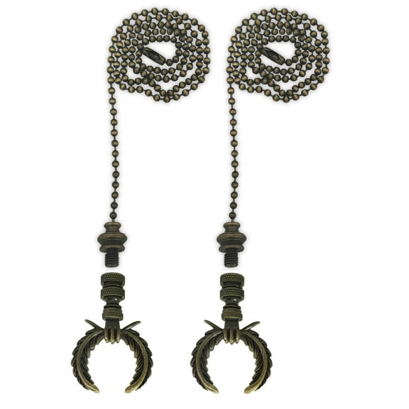 Royal Designs Fan Pull Chain with Laurel Wreath Finial – Antique Brass – Set of 2