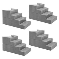 Set of 4 Deluxe Gray Breakable Ring Stairs For WWE & AEW Wrestling Action Figure Rings