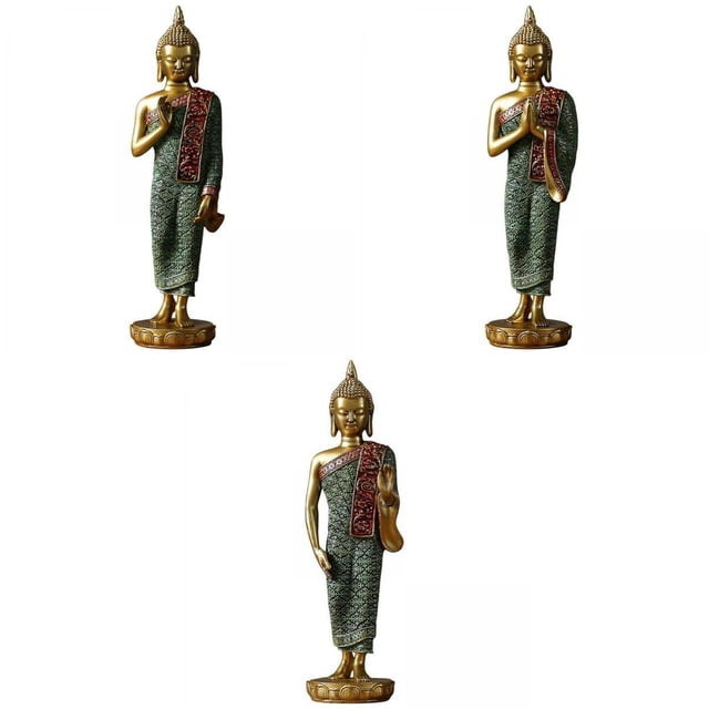 Estatua de Buda de pie,Soporte de estatuas de Buda Decoración para el hogar Interior al aire libre,Adornos antiguos del budismo Shakyamuni de resina,Figuras de pie Decoración Meditación Yoga Sunnimix Estatua de Buda de pie