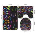 thumbnail image 3 of Black Butterfly Colorful Wings Pattern Bathroom Rugs Sets 3 Piece,Toilet Cover Set,Absorbent Non Slip Bathroom Mats Sets with U-Shaped Contour Rug Toilet Rug Set, 3 of 5