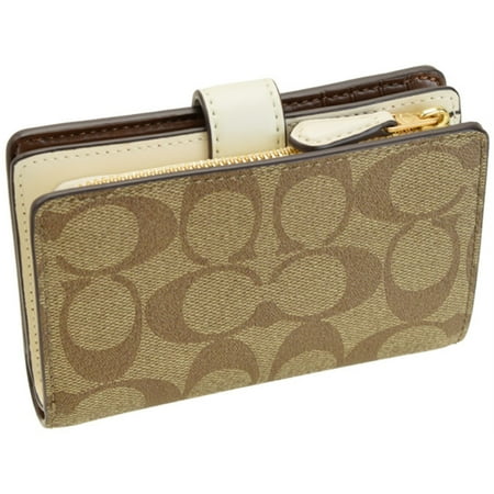 coach wallet zip corner medium chalk khaki pvc signature customer walmart
