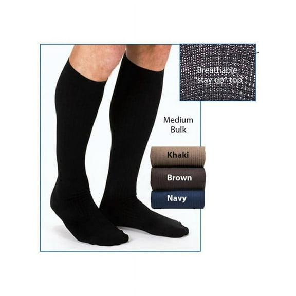 Jobst for Men Ribbed 30-40 Knee High Compression Socks Black XLarge Full