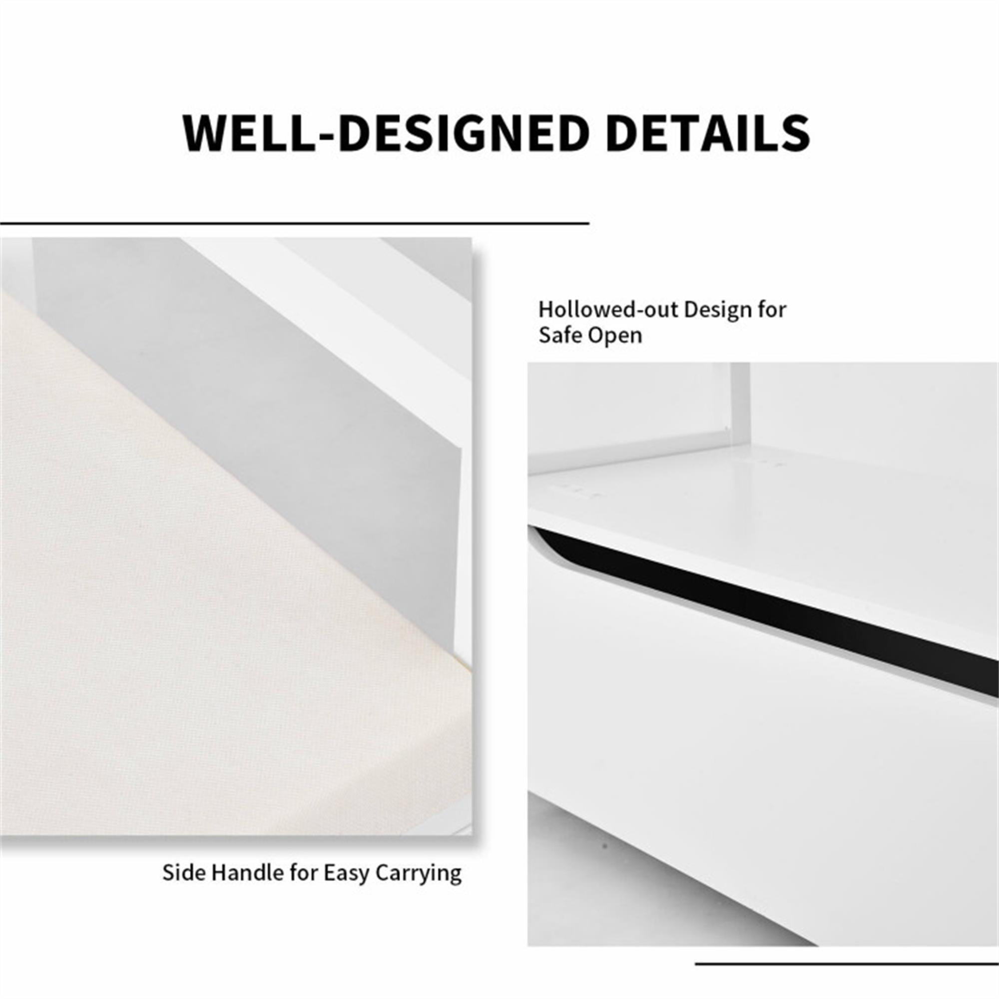 Demi Bonn 34" Storage Bench with Cushion, Lift-Top Toy Storage Organizer Trunk with 2 Safety Hinges, Wood Storage Box Chest for Bedroom, Entryway, Living Room, White