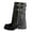 Black Boots, variant on Juebong Women's Fold Over Boots Belt Buckle Slouchy Wide Calf Boots Chunky Block Heel Mid Calf Boots with Side Zipper Black,41