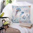 thumbnail image 3 of 24x24 Pillow Covers Set of 2, Coastal Jellyfish Throw Pillow Covers Decorative Couch Cushion Case, Blue Nautical Marine Life Conch Coral Microfiber Square Pillowcases for Bedroom Car Living Room, 3 of 7
