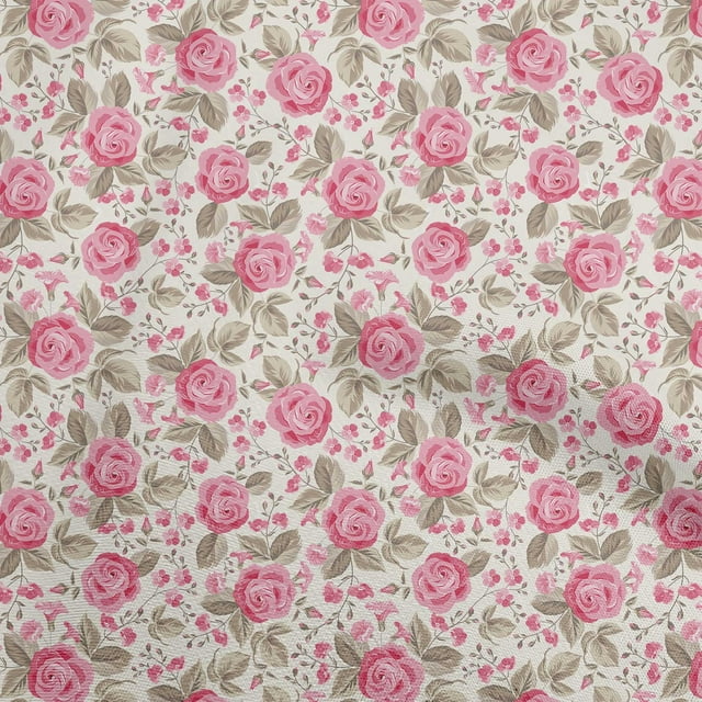 oneOone Silk Tabby Light Pink Fabric Florals Craft Projects Decor Fabric Printed By The Yard 42 Inch Wide