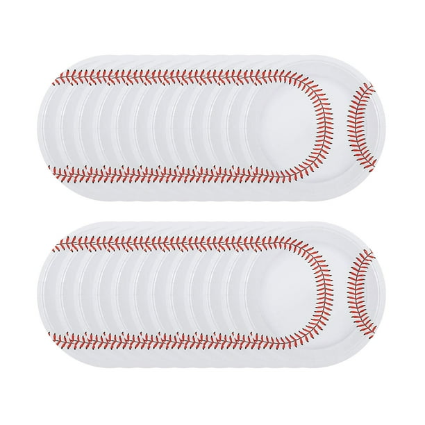 24 Packs Baseball Plates 9 Inch And 7 Inch Round Baseball Themed Paper