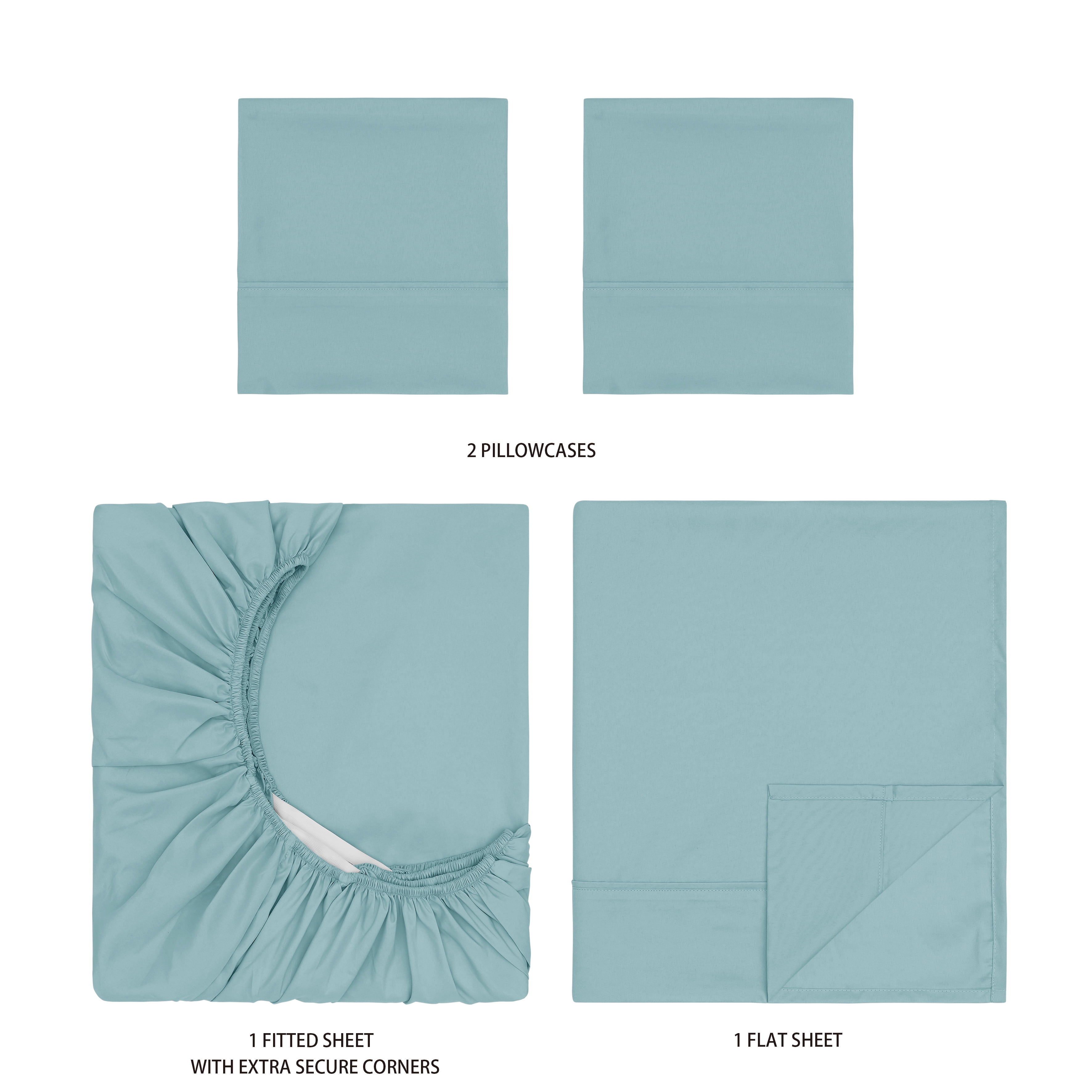 Mainstays Super Soft Brushed Microfiber Bed Sheet Set, Blue Cameo, King, 4 Piece