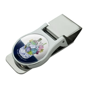 You are the Most Beautiful Creature Unique Succulents Satin Chrome Plated Metal Money Clip