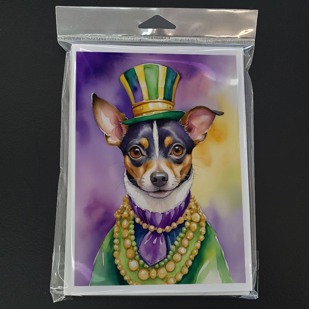 Rat Terrier King of Mardi Gras Greeting Cards Pack of 8 7 in x 5 in