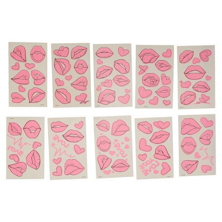 Unique Bargains 1 Set Realistic Fake Tattoos Lips Temporary Tatto for Adult Pink