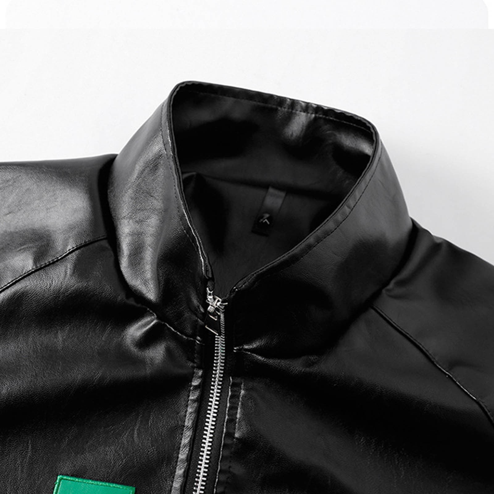 Leather Jacket for Men Zip up Motorcycle Jackets Long Sleeve Retro Bomber Jackets Personalized Lapel Collar Windbreak Coat Padded Waterproof Trucker Coat Fall Winter Warm Outwear