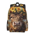 thumbnail image 2 of Disketp Cute Cow Sunflower Crown A Mochila Escolar de Gran Capacidad y Peso Ligero, Mochila de Viaje Ideal para Escuela, Trabajo y Uso Diario, Cómoda y con Estilo, 2 of 8