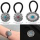 thumbnail image 2 of 6 Pcs Western Ponytail Holders Metal Boho Hair Ties Flower Circular Hair Ropes Vintage Turquesa Concho Squash Blossom Hair Bands Accesorios de decoración para mujeres niñas, 2 of 4