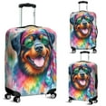 thumbnail image 2 of Hippie Rottweiler Portrait Watercolor Tie-Dye Vintage Styles Travel Luggage Cover Rottie Dog Lover Gifts Idea Suitcase Dust Protective Decor - 00014, 2 of 5