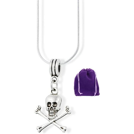 Skull and Bones Charm Snake Chain Necklace