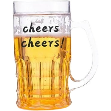 Fake Beer Mug 420ml Double Mezzanine Double-Layer Plastic Realistic Beer Mug with Handles Funny Beer Cup for Prank Toy Home Decor