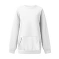 thumbnail image 4 of Duoif Womens Sweatshirt, Oversized Solid Color Sweatshirt with Pocket - Women's Loose Pullover Sweatshirt for Women White L, 4 of 5
