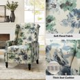 thumbnail image 5 of Mid Century Recliner Chair Push Back Wingback Upholstered Armchair Fabric Sofa Home Theater Couches Wood Legs Home Living Room Floral, 5 of 9