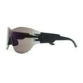 thumbnail image 3 of Mens Retro Color Mirror Shield Wrap Futuristic Sport Sunglasses Black - Blue Mirror, 3 of 4