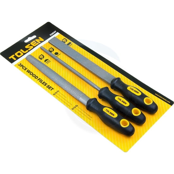 TOLSEN 3pcs Carbon Steel Rasp File Set Grinder Half Round Flat Wood Woodwork