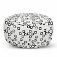 thumbnail image 1 of Modern Pouf Cover with Zipper, Demonstration of Monochrome Style Modern Round Squares with Stripes, Soft Decorative Fabric Unstuffed Case, 30" W X 17.3" L, Charcoal Grey and White, by Ambesonne, 1 of 5