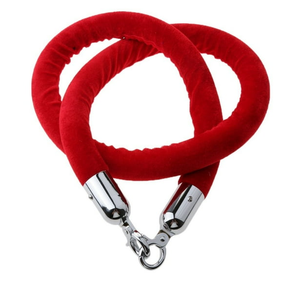 Velvet Hanging Ropes Crowd Control Stanchion Ropes fit for Movie Theaters,Grand Openings,Restaurants,Hotels (1.5Meter, Red) Red