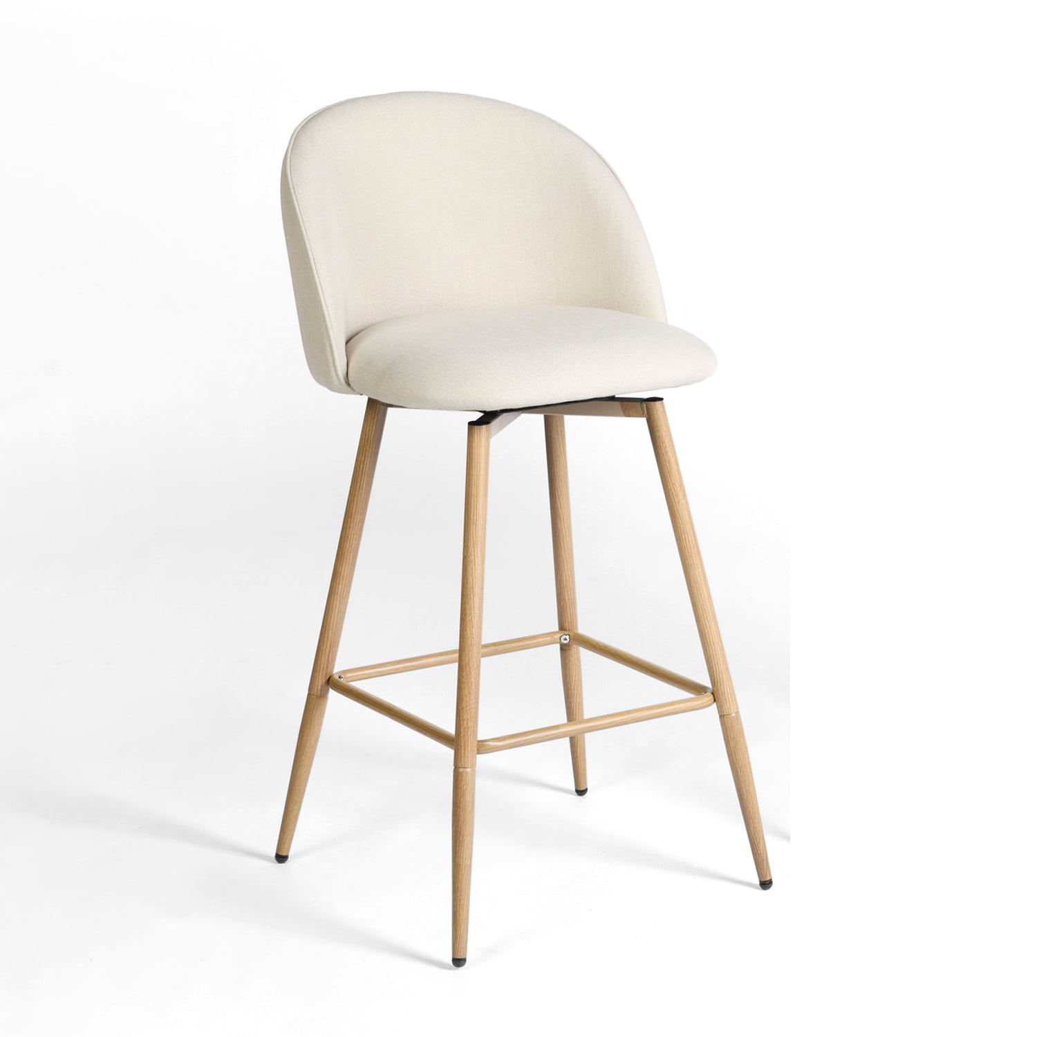 Homy Casa Sleek Modern Bar Stools, 26 in. Seat Height, Set of 2 with Fabric Upholstery