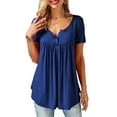 thumbnail image 3 of Uhndy Womens Summer Short Sleeve Blouse Shirt Tops Casual Loose Plain Plus Size Tunic, 3 of 4