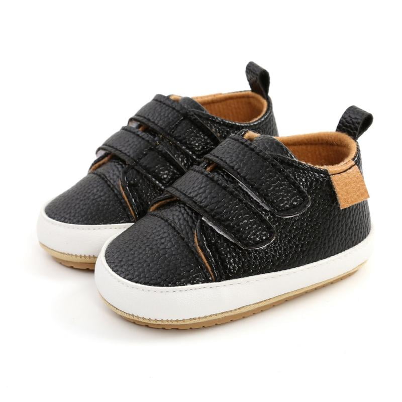 Baby Boys Girls Pu Leather Hard Bottom Walking Sneakers Toddler Rubber