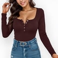thumbnail image 2 of Weardear Womens Tops Sexy Fitted Shirt Womens V Neck Tops Long Sleeve Shirts Slim Fitted Tops Low Cut  Sweatshirts, 2 of 5