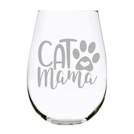

Cat Mama stemless wine glass 17 oz.