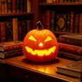thumbnail image 5 of Halloween Lights Pumpkin Decor, Battery Operated Light Up Jack O Lantern with Spooky Carved Triangle Face, LED Plastic Pumpkin Lamp, Classic Glowing Pumpkin for Home Mantel Party, 5 of 6