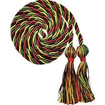Kente Graduation Honor Cords - 68” Length - Black, Red, Kelly, Gold Color Combo - Secure Knotted Tassel Ends - One Size Fits All