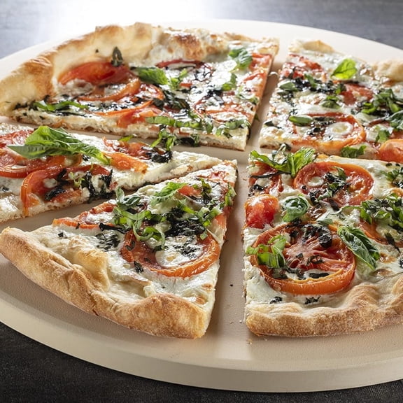 Pizza Stone for Oven, Grill, BBQ - Round 5/8 Inch Extra Thick Baking Stone w  Even Heating- XL 16.5" Pan for Crispy Crust, Heavy Duty Cordierite Holds High Temp- Kitchen Essential Must Have Gift