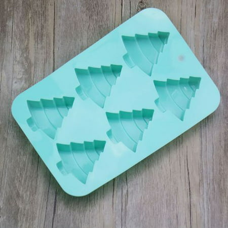 AkoaDa 6 Holes Christmas Tree Silicone Cake Baking Mold Cake Pan Handmade Soap Moulds Biscuit Chocolate Ice Cube Tray DIY
