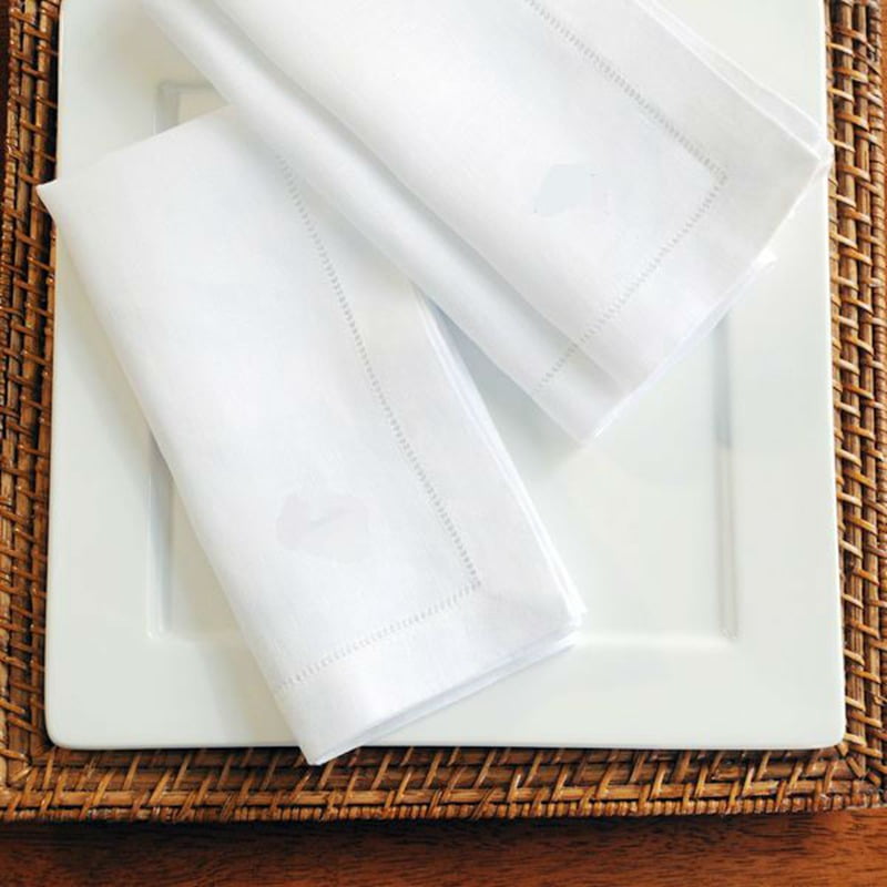12PCS White Hemstitched Napkins Cocktail Napkin For Party Wedding Table