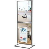 M&T Displays 18x24 Silver 2-Tier Floor Standing Advertising Display Sign Holder