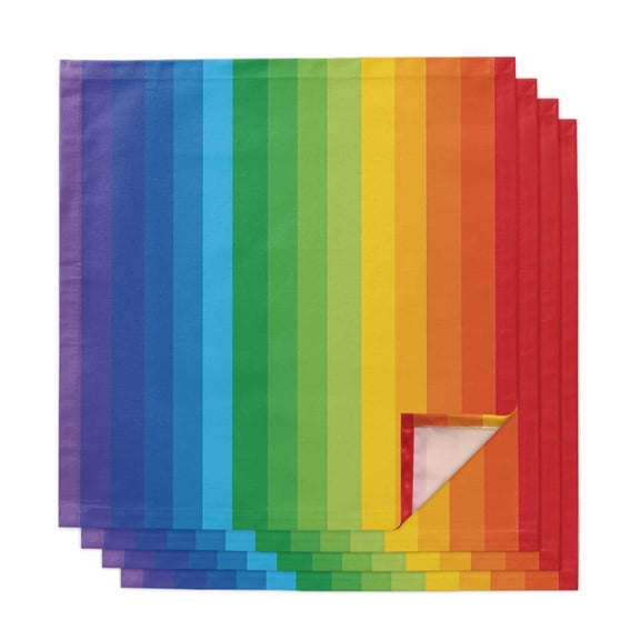 Colorful Striped Ombre Cloth Napkins, Rainbow Stripes Modern Abstract Art Washable and Reusable Dinner Napkins Set of 4, Table Napkin for Kitchen Party Birthday Wedding Hotel Housewarming 20"x20"