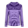 thumbnail image 4 of ZyeKqe Satin Shirts for Women Long Sleeve Work Shirts Button down Lapel Business Casual Top Loose Fitted Office Blouses, 4 of 6