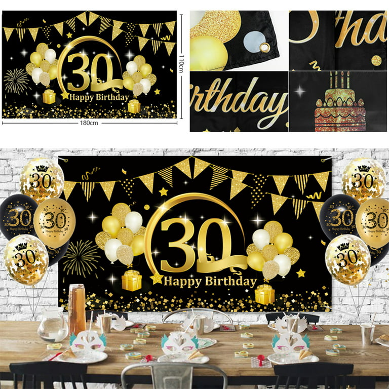 AOWEE 50 Birthday Decorations Gold Black, 50 Years Birthday Man Woman 50  Years Happy Birthday Party Decoration Fabric Poster Photo Background Birthday  Party 