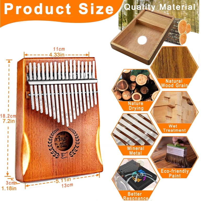 Everjoys Kalimba Thumb Piano 17 Keys, Mahogany photo 4