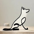 thumbnail image 2 of Escultura de pared de arte minimalista de perro de metal, estatua de arte de dibujo de línea de perro geométrico de alambre de metal abstracto, decoración de pared de sala de estar, 2 of 5